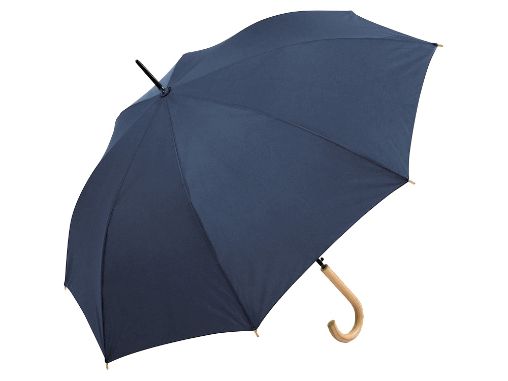Зонт-трость 1134 Okobrella с деревянной ручкой и куполом из переработанного пластика, navy