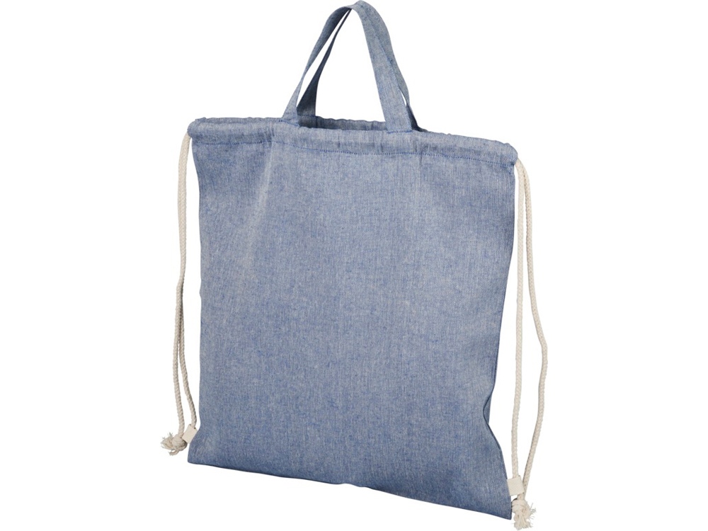 Рюкзак со шнурком Pheebs из 150 г/м2 переработанного хлопка, синий